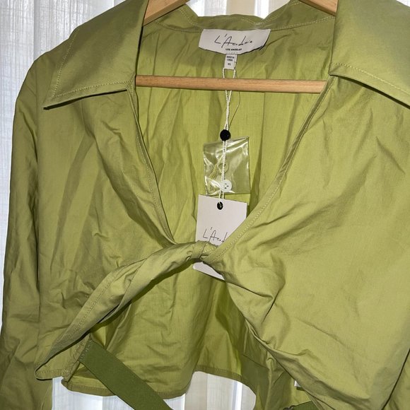 Brand New L' Academie Tereza Poplin Crop Top & Boxer Shorts Set - Picture 5 of 6